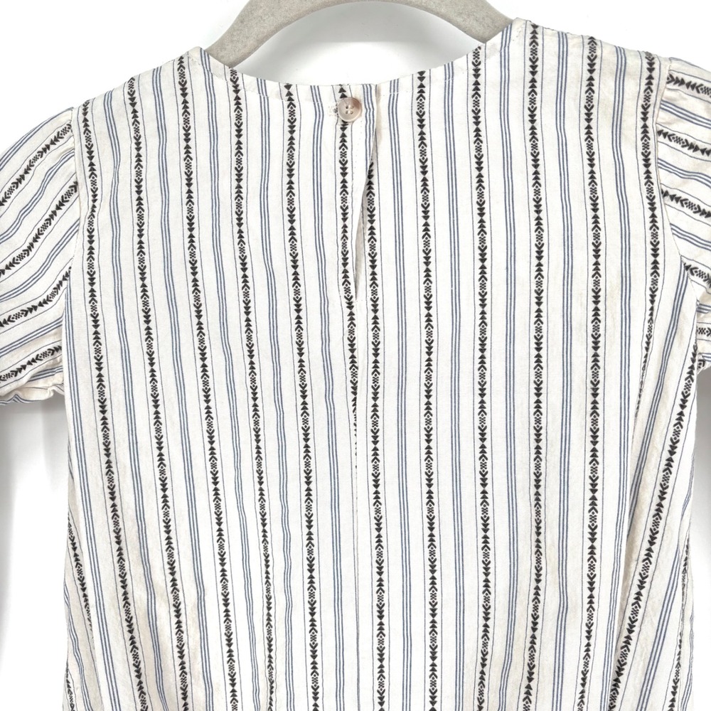 Boy + Girl 100% Cotton Striped Dress Sz 8 Cream Blue Drop Waist Made in USA - Picture 7 of 11